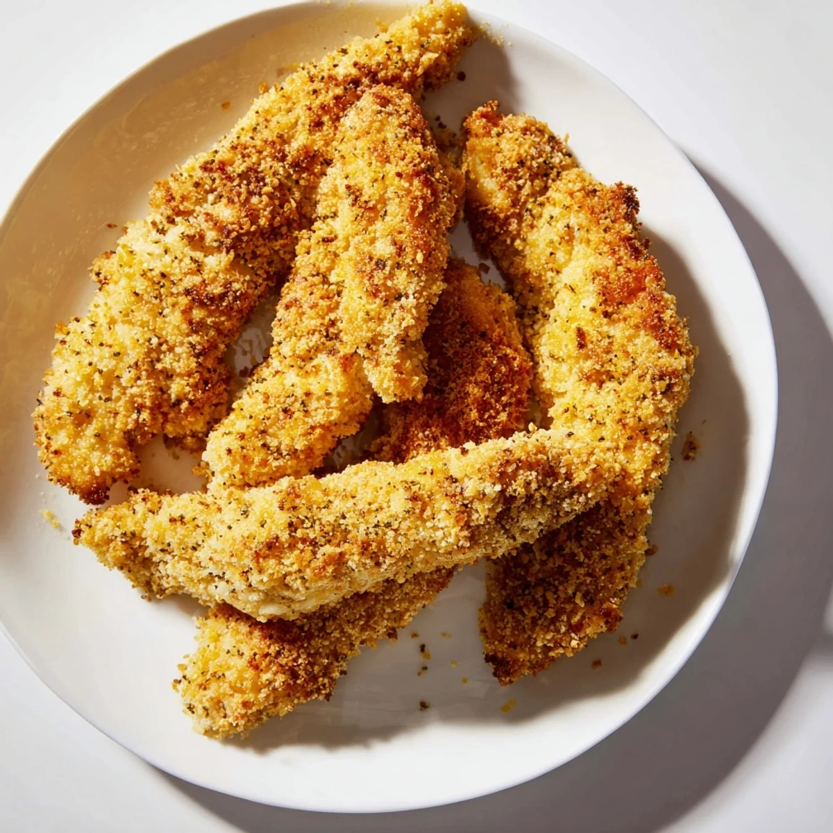 Crispy Air Fryer Chicken Tenders golden brown with a crunchy panko coating, served fresh from the air fryer.