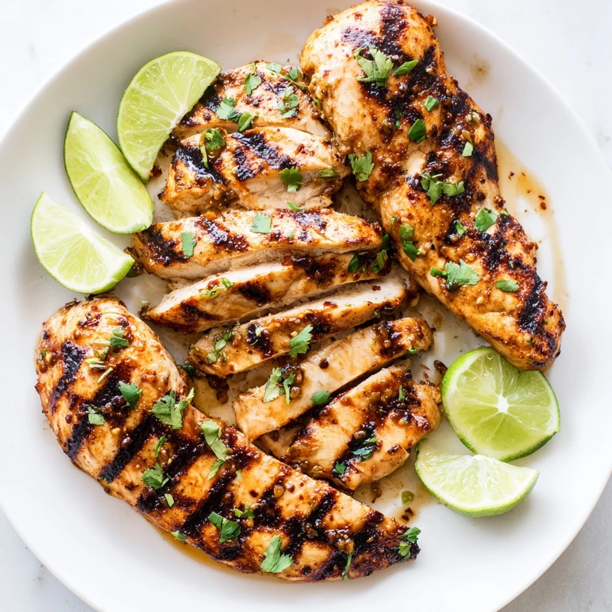 Spicy Honey Lime Chicken marinated and cooked to perfection, ready to be served at a summer barbecue.