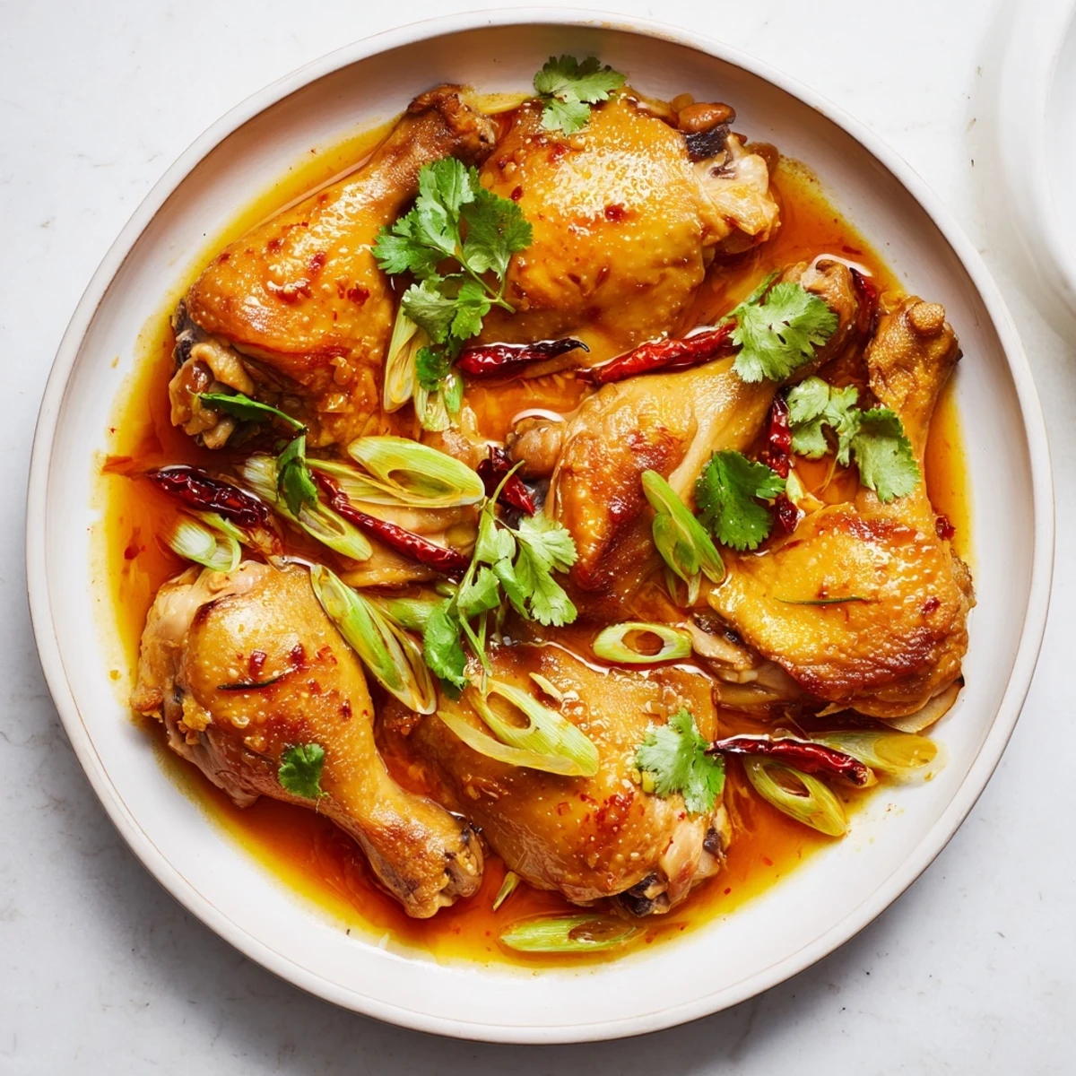 Golden caramelized edges and aromatic garlic garnish make this classic recipe visually appetizing.