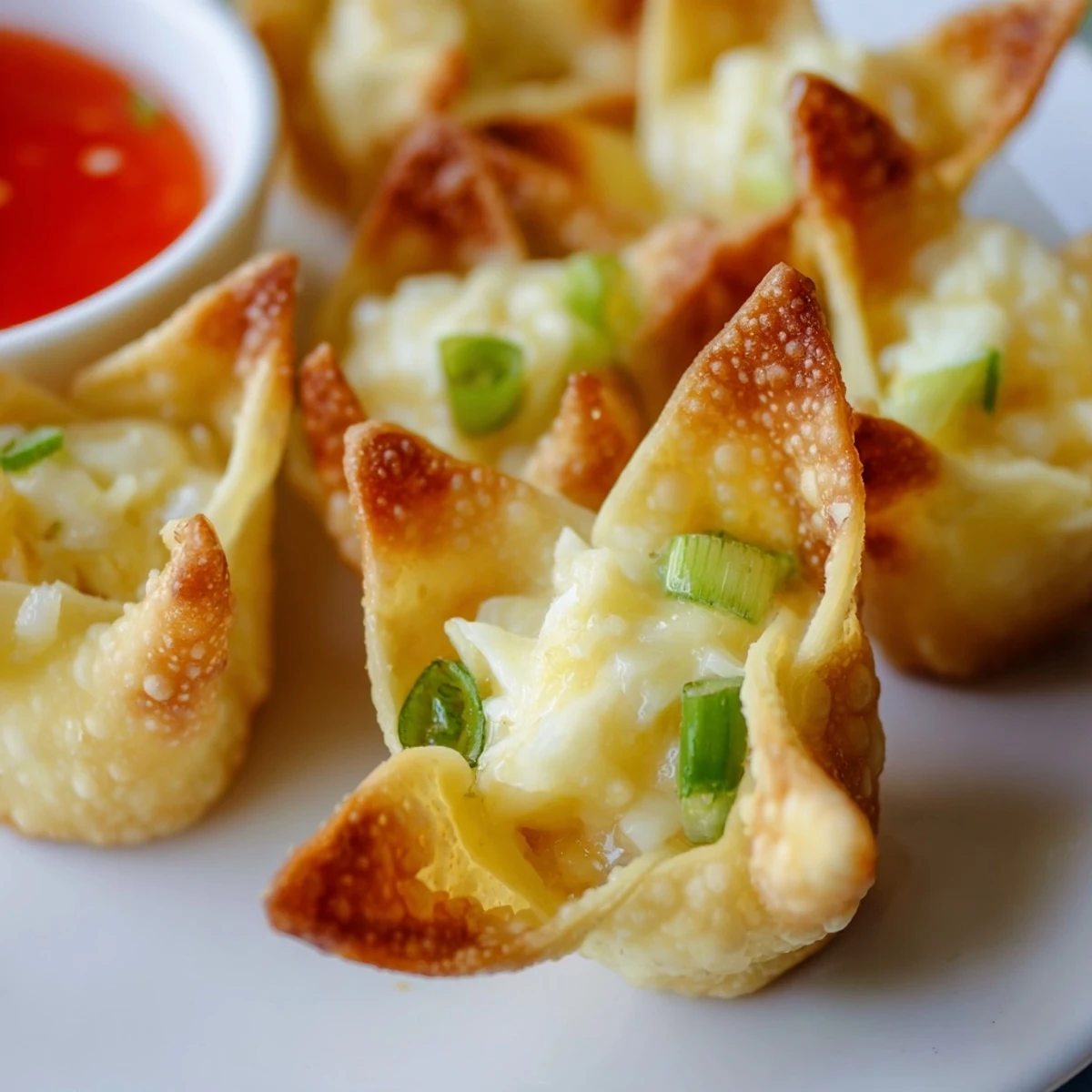 Close-up of a halved Crispy Crab Rangoon Bomb showing creamy filling with crab, perfect for an American-Chinese appetizer spread.