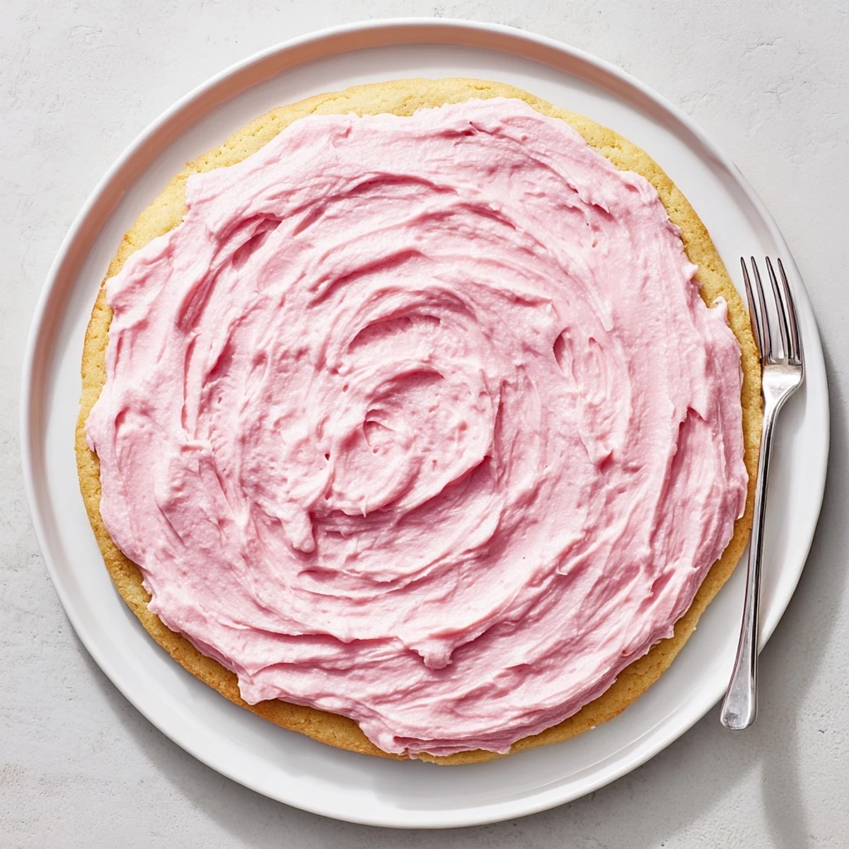 Close-up of Giant Chilled Crumbl Sugar Cookies showing thick texture and creamy pink frosting swirls.