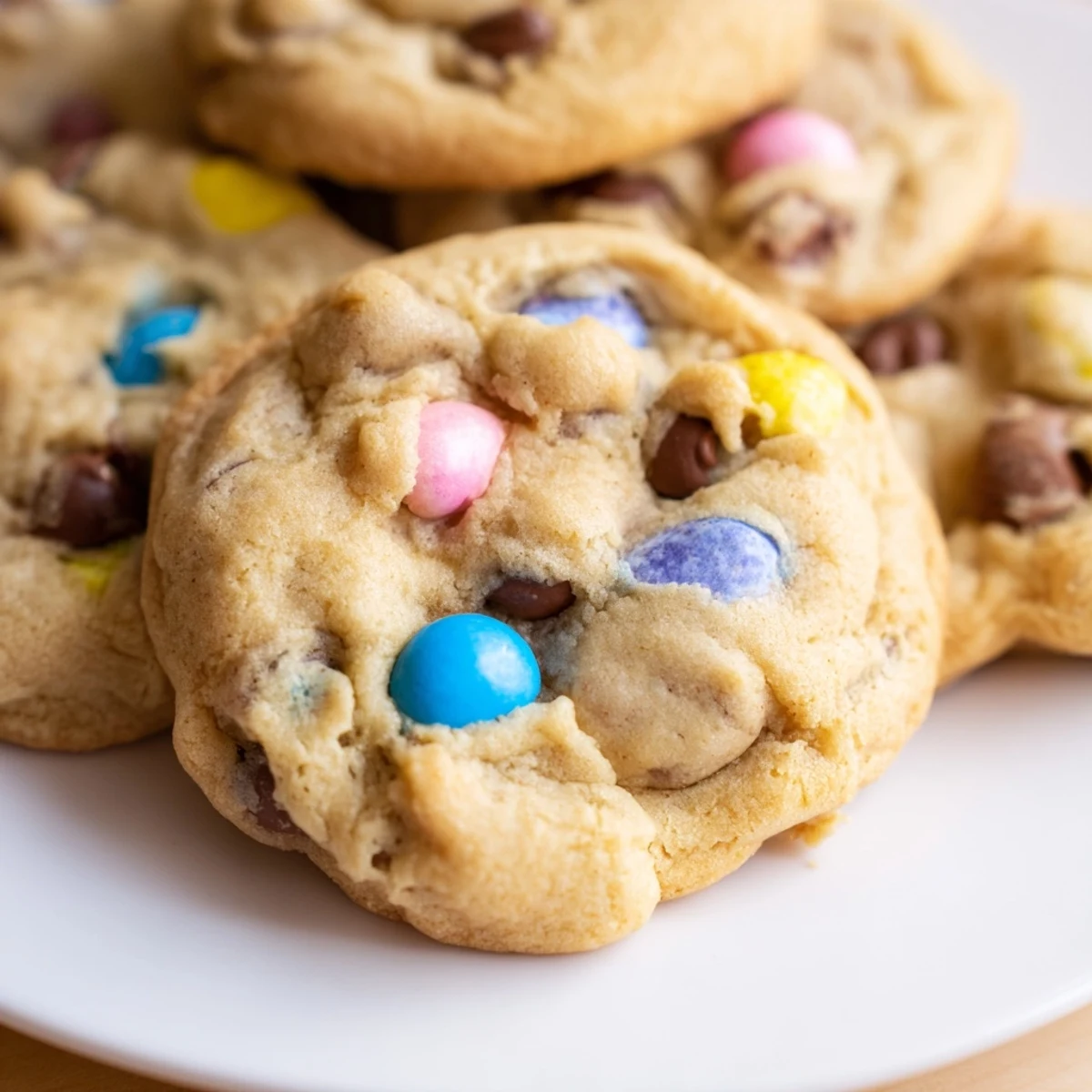 Chewy Cadbury Egg Cookies fresh from the oven with melty chocolate chips