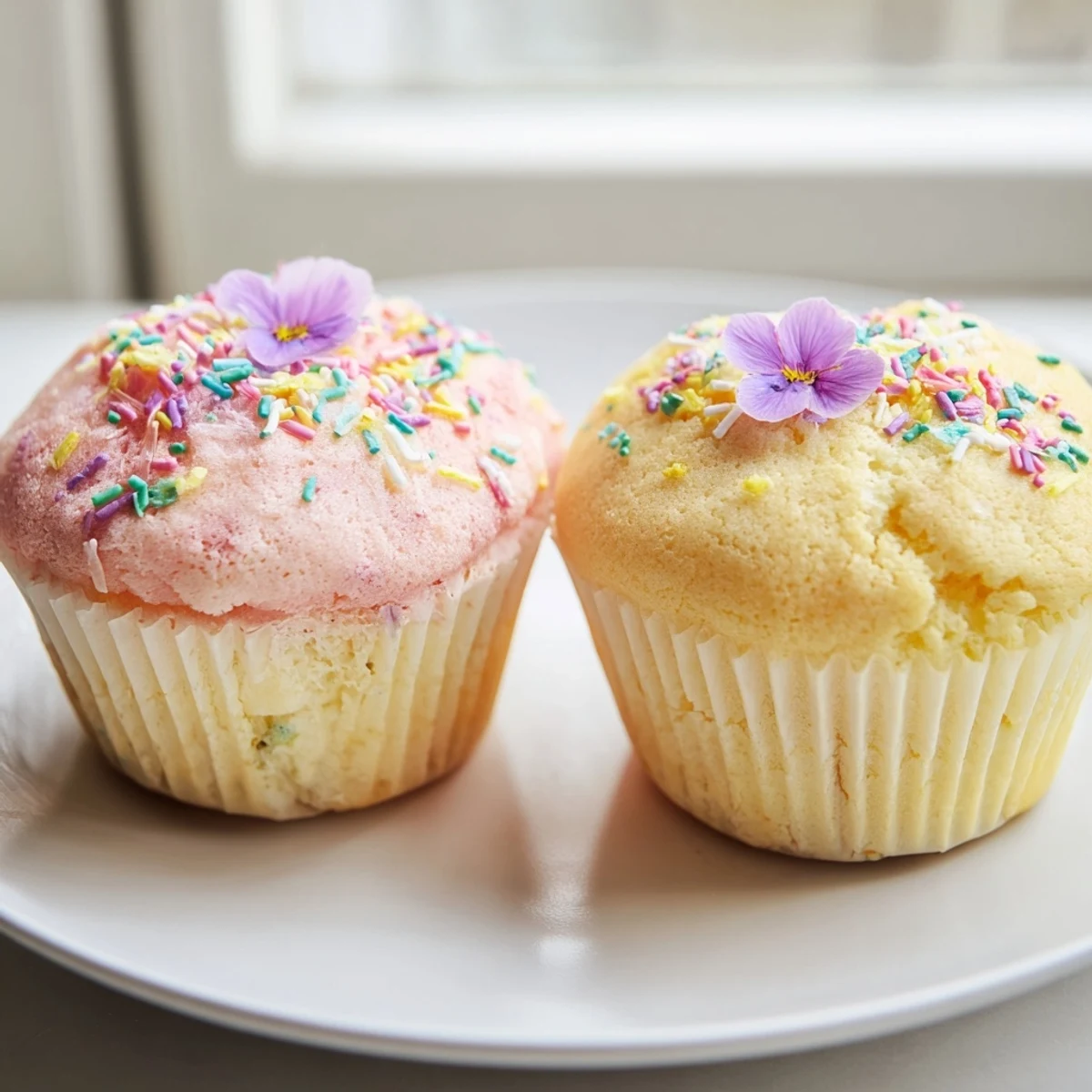 Fluffy steamed blooming cupcakes with cracked golden tops on a wire rack