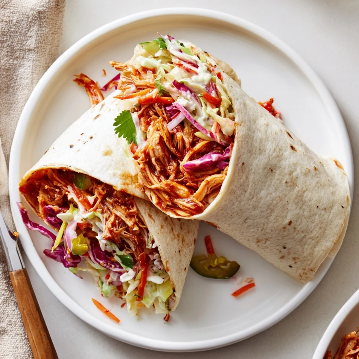 Bbq Chicken Coleslaw Wraps with smoky chicken and crunchy tangy slaw