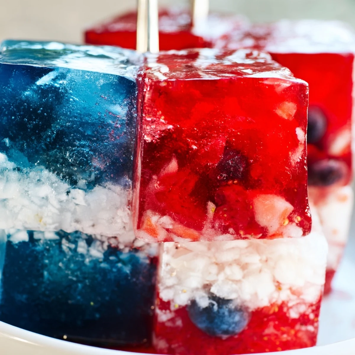 Frosty Red White And Blue Ice Cubes Recipe brightening summer cocktails and lemonade