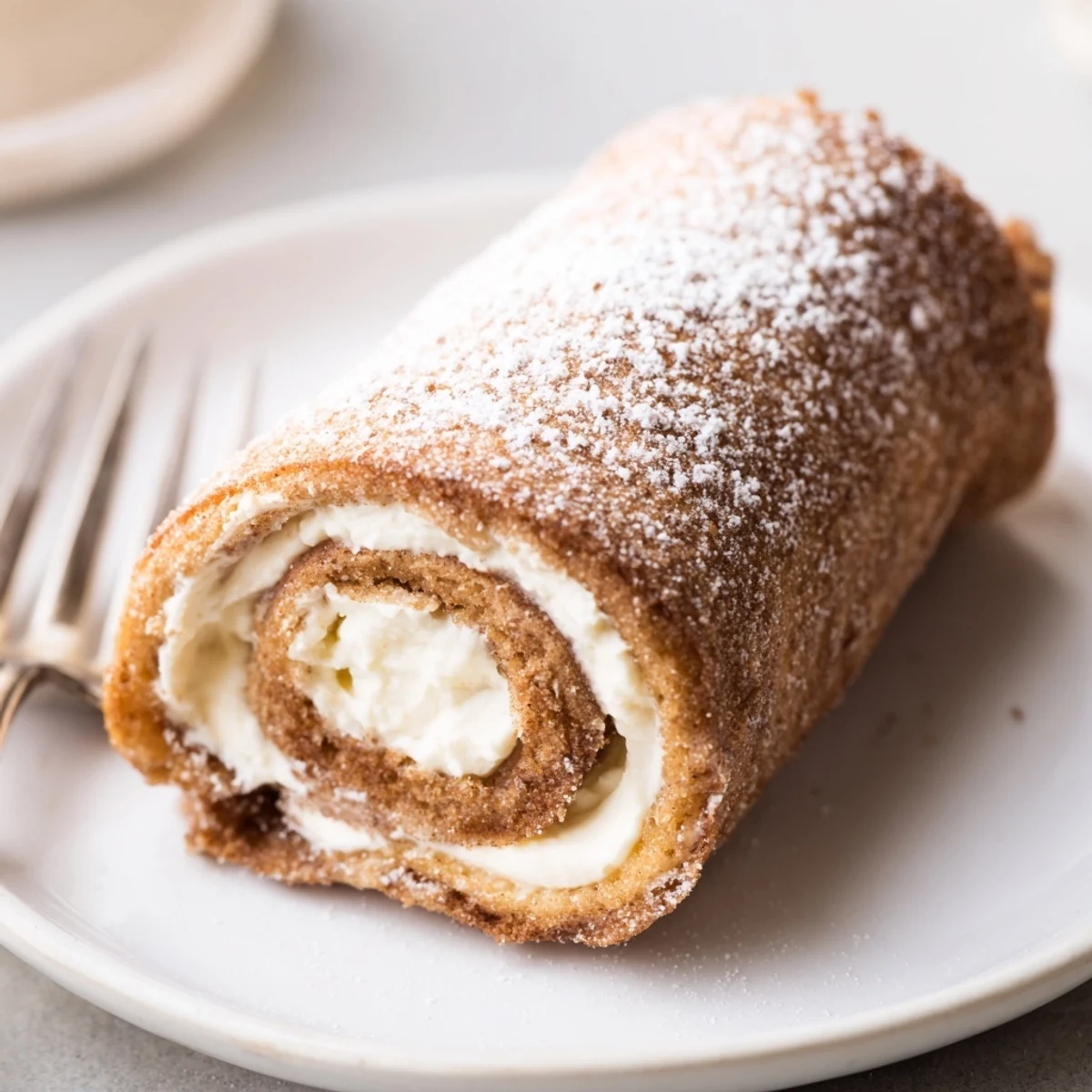 Cinnamon Roll French Toast Roll Ups, golden brown crust, warm cream cheese filling