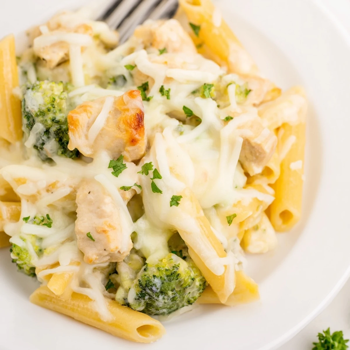 Hearty Chicken Broccoli Alfredo Bake Recipe with tender chicken, bright broccoli, melted mozzarella
