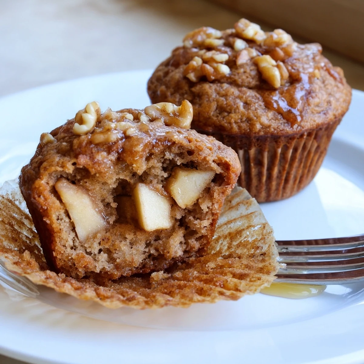Healthy Apple Cinnamon Greek Yogurt Muffins with tender, moist crumb and warming spice