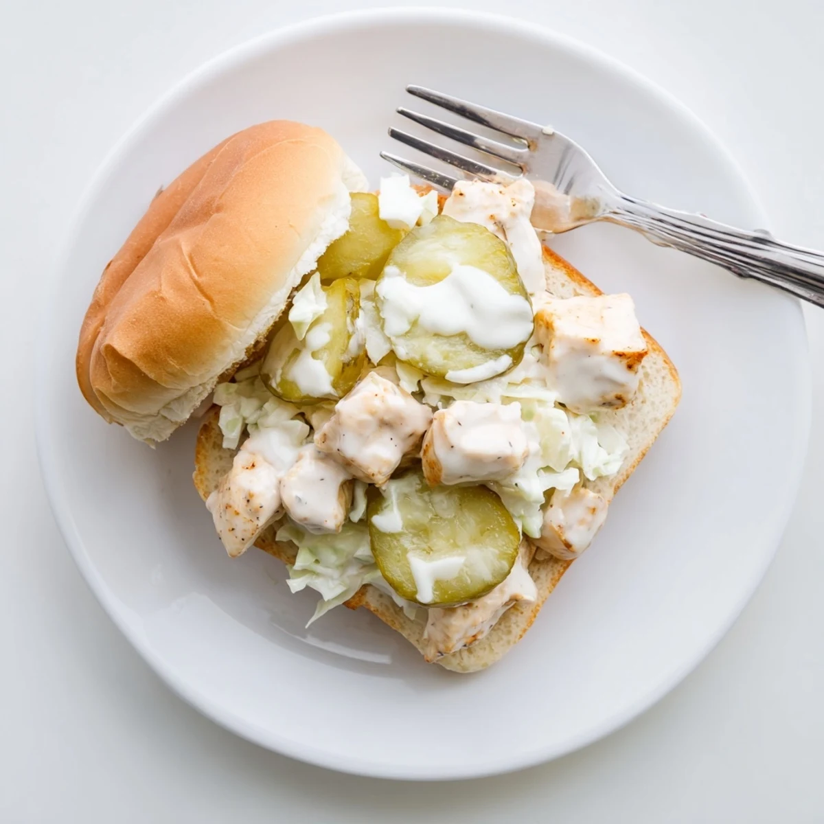 Alabama BBQ Chicken Chopped Sandwich with tender grilled chicken in creamy white sauce