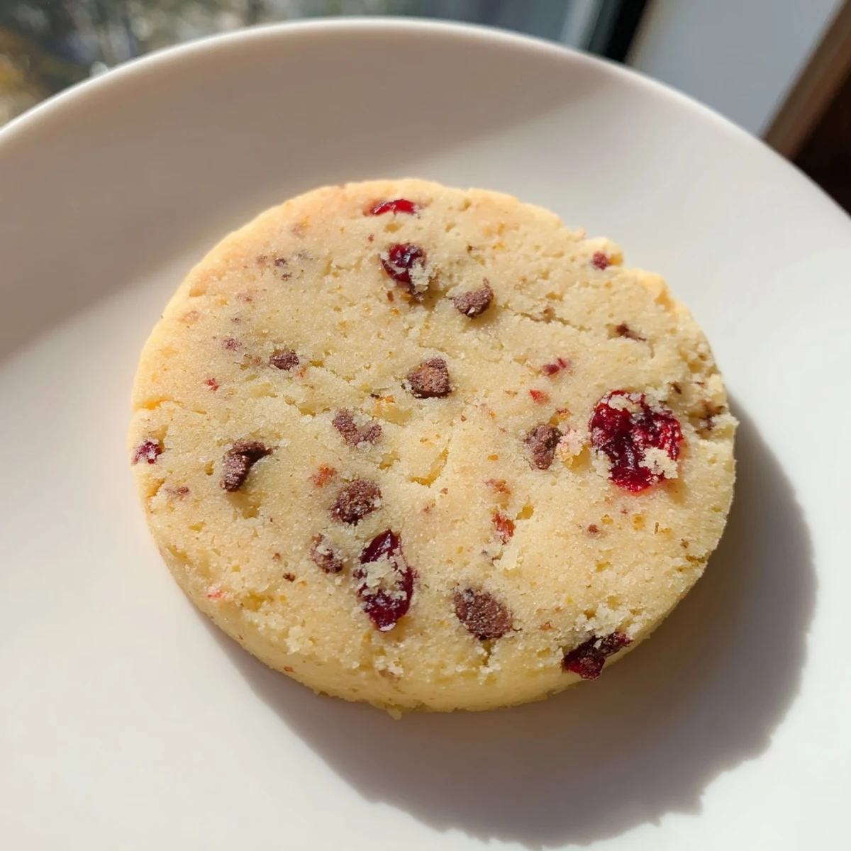 Buttery holiday shortbread baked with chopped maraschino cherries and optional mini chocolate chips