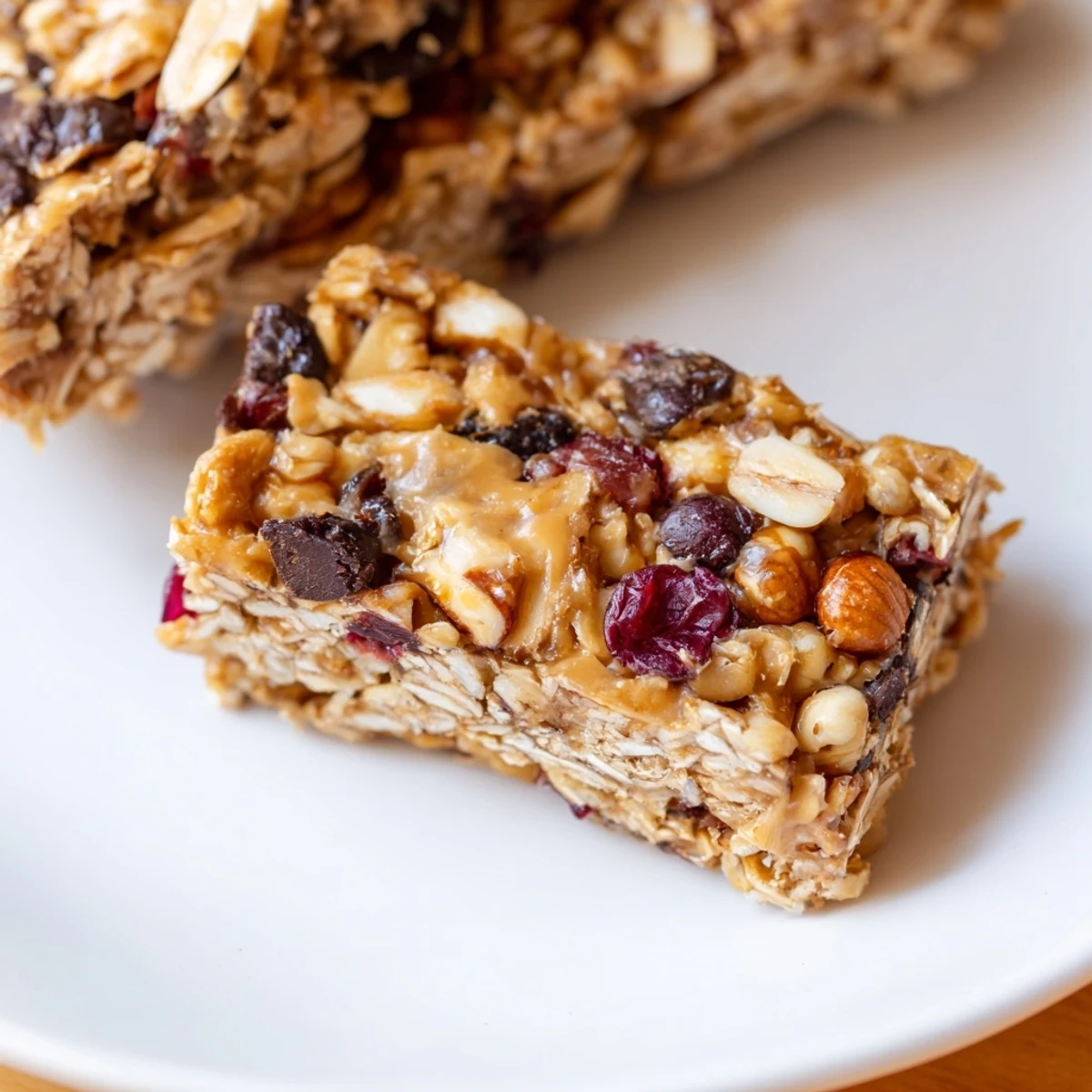 Chewy homemade oat bars drizzled with honey and peanuts, ready for quick breakfast or snack