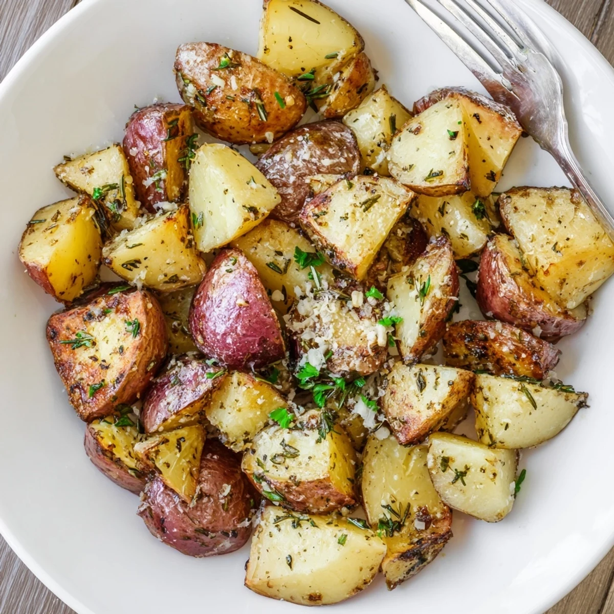 Herb Seasoned Grilled Potatoes In Foil steaming in packet, fragrant garlic and rosemary