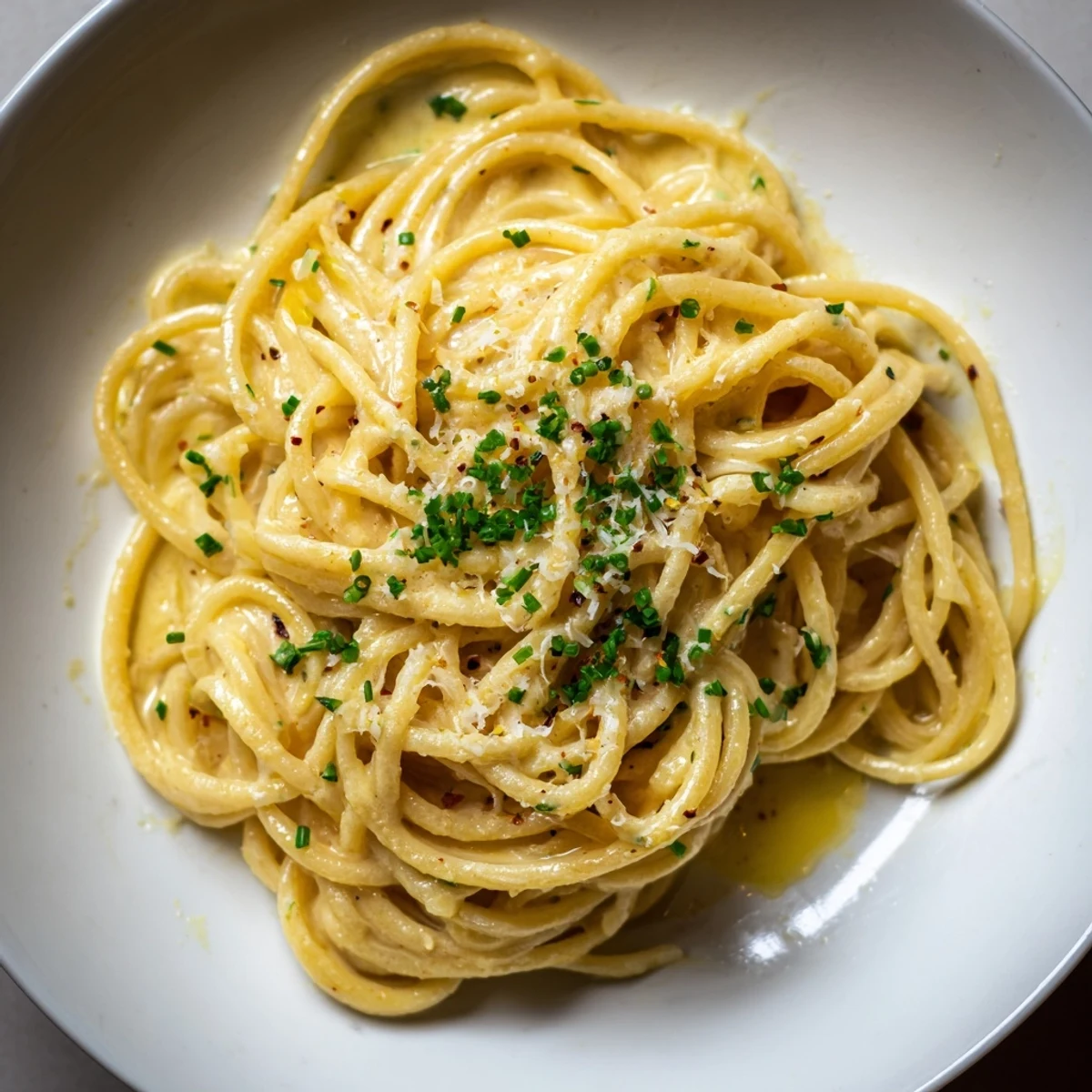 Cowboy Butter Pasta tossed in glossy garlic-butter sauce, sprinkled with parsley  