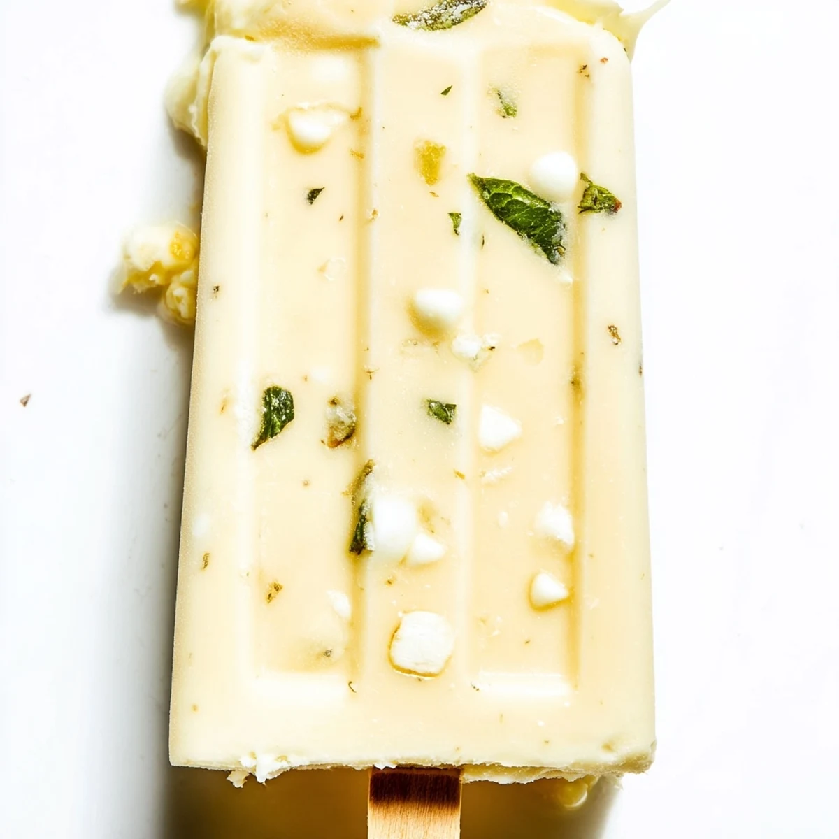 Bright yellow zesty frozen lemon yogurt popsicles arranged on white plate with lemon slices and wooden sticks