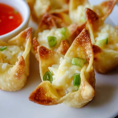 Close-up of a halved Crispy Crab Rangoon Bomb showing creamy filling with crab, perfect for an American-Chinese appetizer spread.